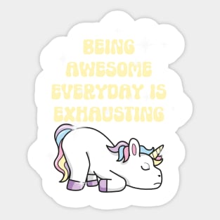 Funny Exhausted Unicorn Sticker